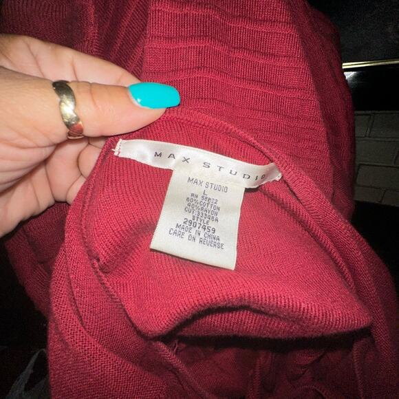 MAX STUDIO Fitted Knit Stretch Delores’s Autumn Rust Long Sleeve Size Large - Picture 8 of 9